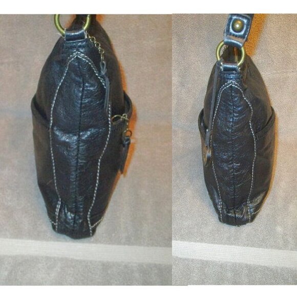 The Sak Purse Black Leather Iris Crossbody Bag Adjustable Strap Hobo Swing Pack - Picture 10 of 12